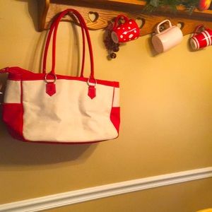 Red and cream bag